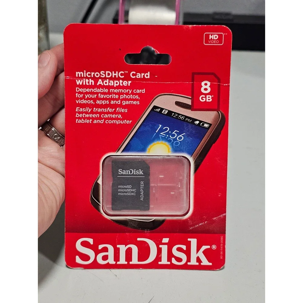 SanDisk 8GB microSDHC Memory Card with SD Adapter SDSDQ-008G-A46A NEW